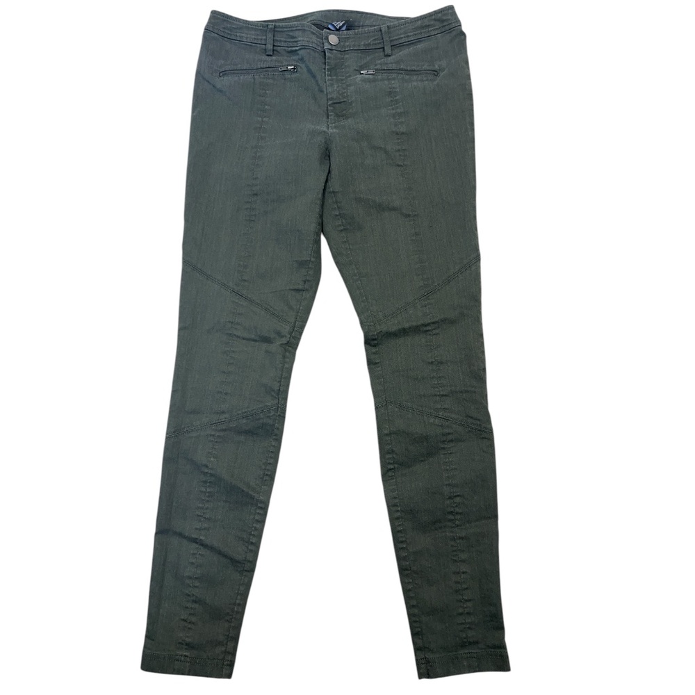 Eileen Fisher Jeans 6 The Fisher Project Moto Green‎ Stretch Skinny Zipper Cuffs